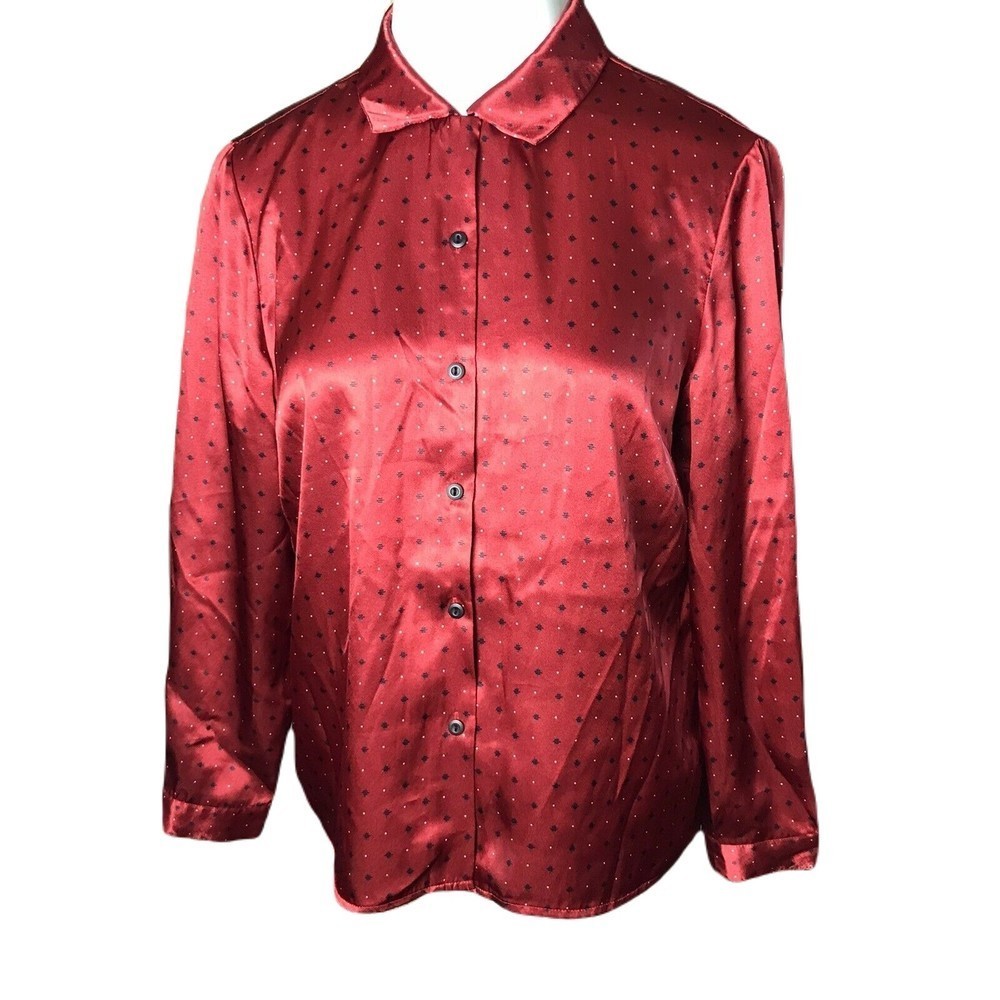 Norton McNaughton Vintage Button Up Classy Shirt ~ Sz 12P ~ Red ~ Long Sleeve